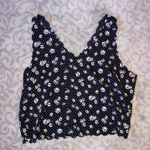 Flowy Black Sunflower Crop Top